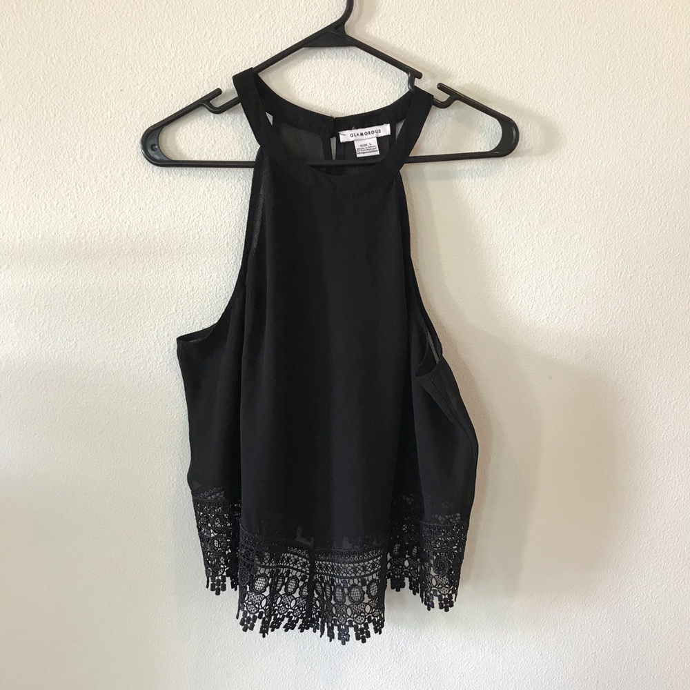 Sexy embroidered black blouse